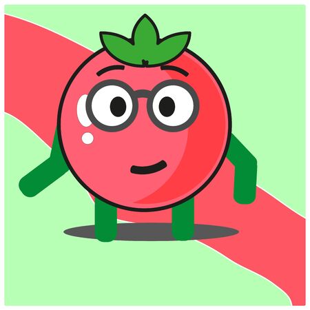 Cute tomato fruits cartoon face mascot character with hand and leg vector designのイラスト素材