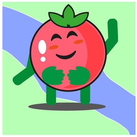 Cute tomato fruits cartoon face mascot character with hand and leg vector designのイラスト素材