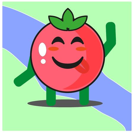 Cute tomato fruits cartoon face mascot character with hand and leg vector designのイラスト素材