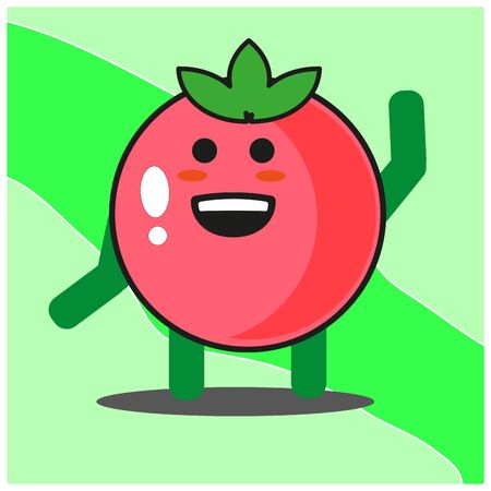 Cute tomato fruits cartoon face mascot character with hand and leg vector designのイラスト素材