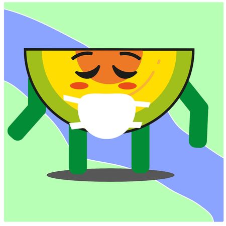Cute slice of melonfruit cartoon face mascot character with hand and leg vector designのイラスト素材