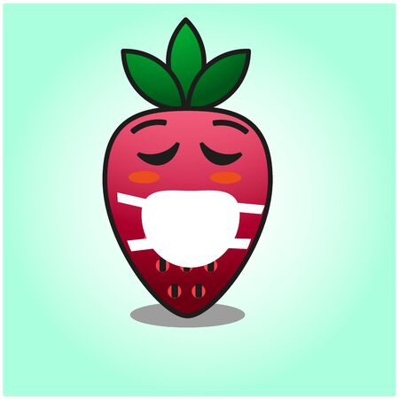 Cute strawberry gradient fix cartoon mascot character vector designのイラスト素材