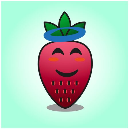 Cute strawberry gradient fix cartoon mascot character vector designのイラスト素材