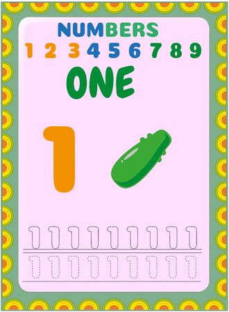 Preschool toddler math with eggplant and cucumber designのイラスト素材