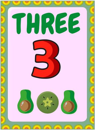 Preschool toddler math with half avocado and slice of kiwi designのイラスト素材