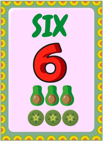 Preschool toddler math with half avocado and slice of kiwi designのイラスト素材
