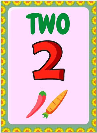 Preschool toddler math with mexican chili and carrot designのイラスト素材