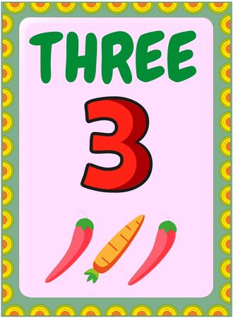 Preschool toddler math with mexican chili and carrot designのイラスト素材