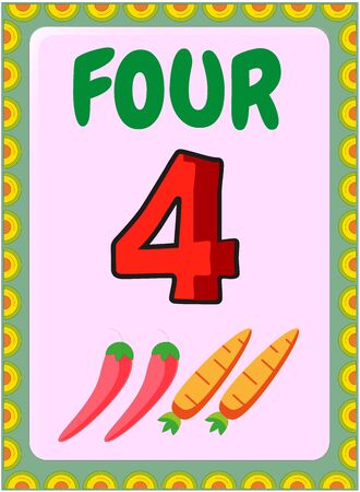 Preschool toddler math with mexican chili and carrot designのイラスト素材
