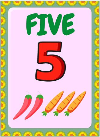 Preschool toddler math with mexican chili and carrot designのイラスト素材