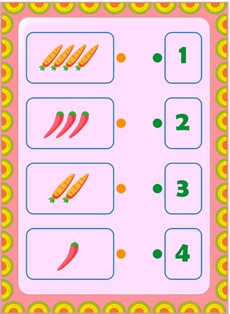 Preschool toddler math with mexican chili and carrot designのイラスト素材
