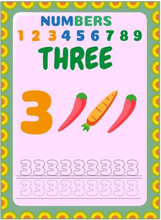 Preschool toddler math with mexican chili and carrot designのイラスト素材