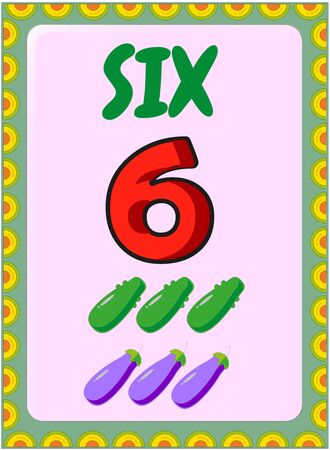 Preschool toddler math with eggplant and cucumber designのイラスト素材