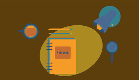 Image of items for work on the tableのイラスト素材