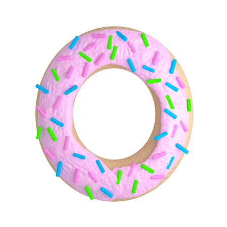 Letter O cookies sprinkled with bright chipsの写真素材