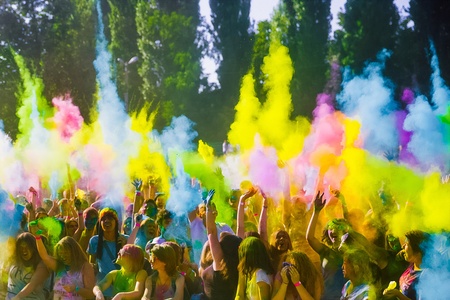 KRASNODAR, KRASNODAR REGION, RUSSIA 04.05.2018 :: Holi festival of colors in Russia