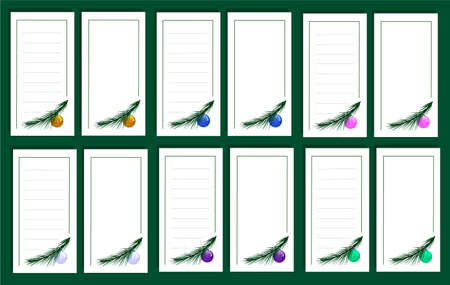 Set of Christmas greeting cards with Christmas tree branchのイラスト素材