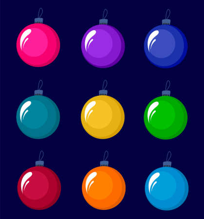 colored Christmas baublesのイラスト素材