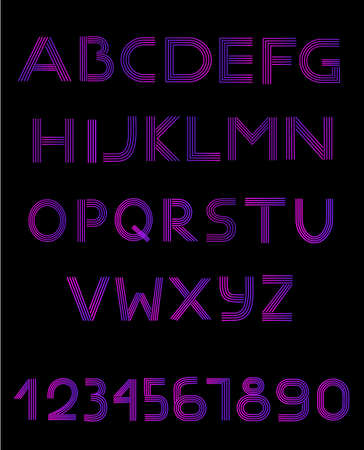 alphabet and numbers from neon lampsのイラスト素材