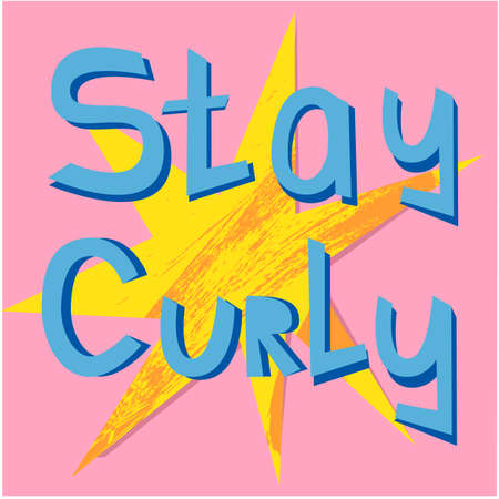 Vector illustration with handwritten pink quote Stay curlyのイラスト素材