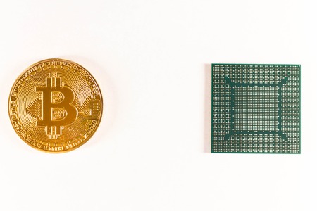 Bitcoin gold coin and video chip