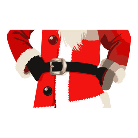 Santa Claus red suit with black belt and fluffy white fur illustrationのイラスト素材