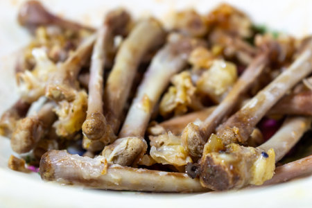 Fried chicken feet appetizer on white plate delicious asian cuisine