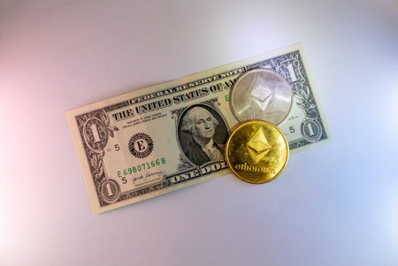 Cryptocurrency Investment Concept With Ethereum And Us Dollar Bill