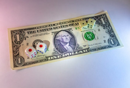 A One Dollar Bill With Dice Showing Chance And Risk In Business