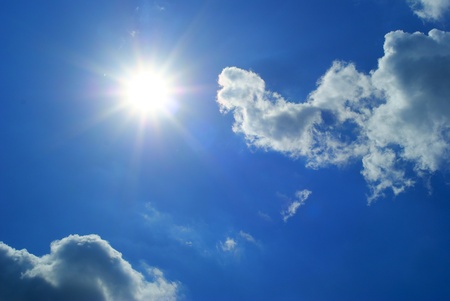 Sun shine between cloudの写真素材