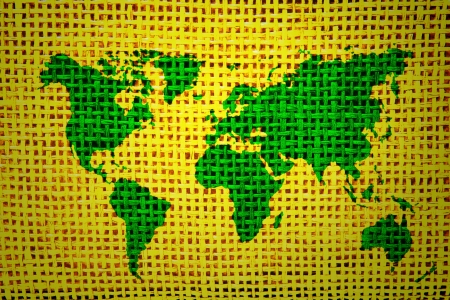 World map on fabric の写真素材