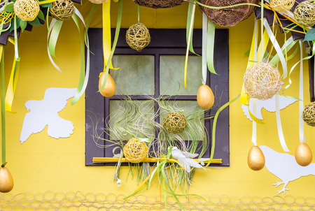 window decorated for Easterの写真素材