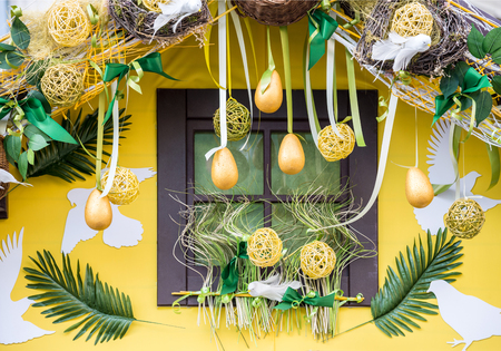 window decorated for Easterの写真素材