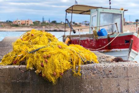 fishing nets, buoys and floatsの写真素材