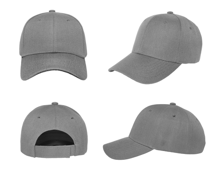 Blank gray baseball cap 4 view on white backgroundの写真素材