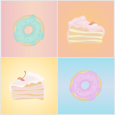 donut and cakeのイラスト素材