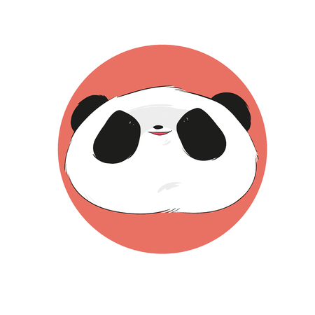 Evil cute panda face in cartoon style. Vector hand drawn illustration.のイラスト素材