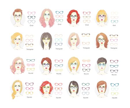 Vector set of beautiful women with different sizes. Hand drawn illustration.のイラスト素材