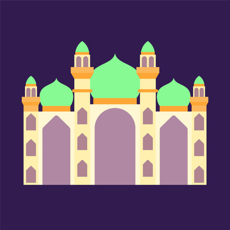 vector illustration islamic mosque with isolated flat style and pastel color, can use for ramadan kareem and eid mubarak topicのイラスト素材