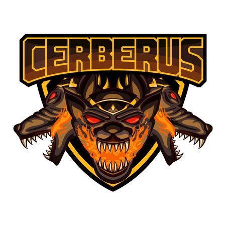 myth of cerberus for e-sport logo, mascot and print t-shirt illustrationのイラスト素材