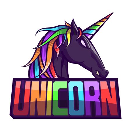 myth of unicorn for e-sport logo, mascot and print t-shirt illustrationのイラスト素材