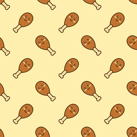 vector icon of cute doodle pattern fast food fried chickenのイラスト素材