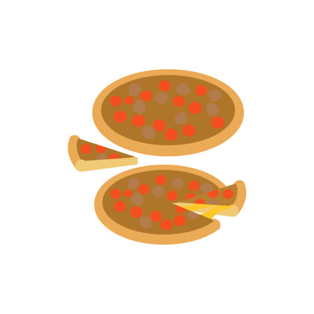 vector icon of cute flat design fast food pizzaのイラスト素材