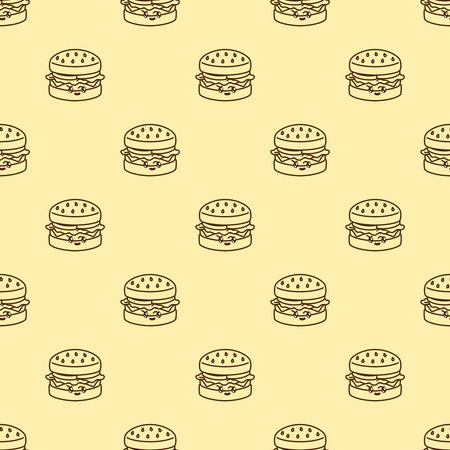 vector icon of cute pattern line doodle fast food burgerのイラスト素材