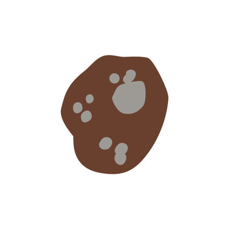irregularly asteroid brown object with a dark outline. It features several small, lighter brown...