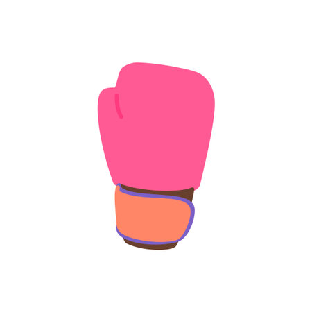 pink boxing glove with an orange cuff, outlined in black.のイラスト素材