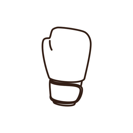 pink boxing glove with an orange cuff, outlined in black.のイラスト素材
