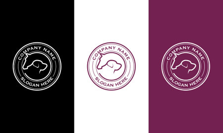 Emblem, stamp animal care horse and dog logo, dog and horse line vector symbolのイラスト素材