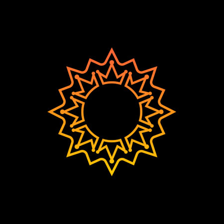 A creative logo design of a crown combination with a sun shape in a simple flat concept.のイラスト素材