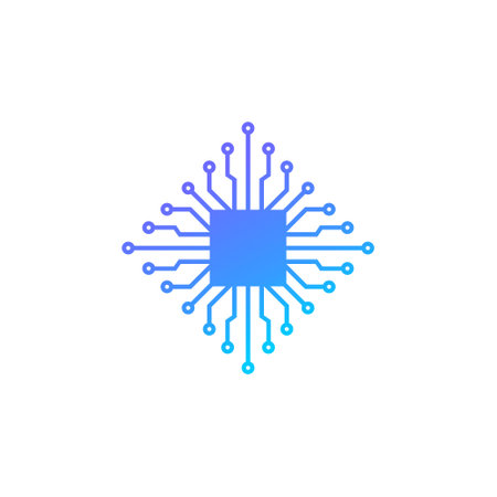 Machine learning icon, Circuit Abstract Black Line vector logo designのイラスト素材
